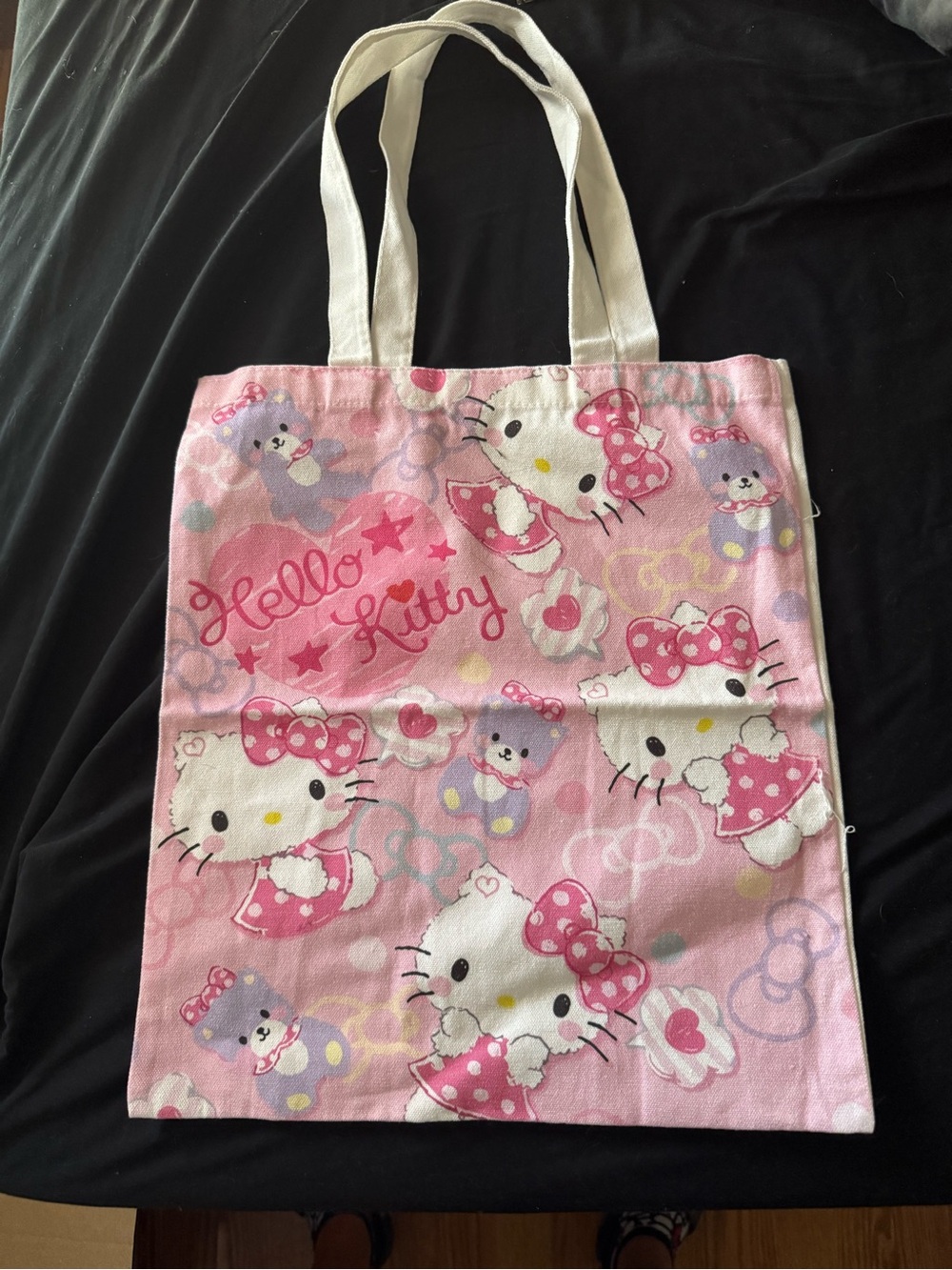 Sanrio Hello Kitty Pink Patterned Tote with White Handles